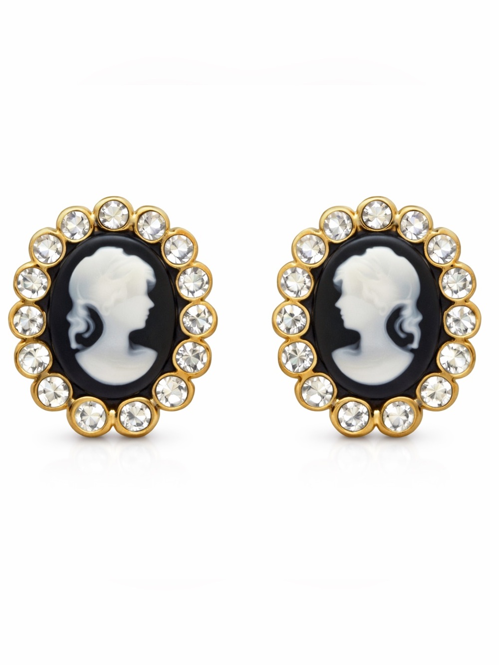 5/$25 Vintage Inspired Gemstone Halo Cameo Stud Earrings